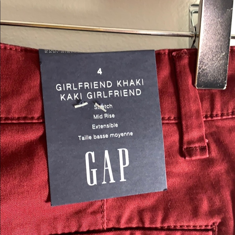 Gap Cranberry Coloured Girlfriend Khaki Size 4 NWT . - Picture 6 of 8